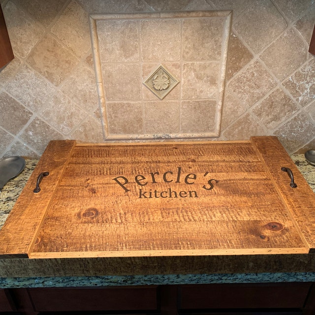 Personalized Noodle Board for Stove Top. Hand Made Hard Wood Gas