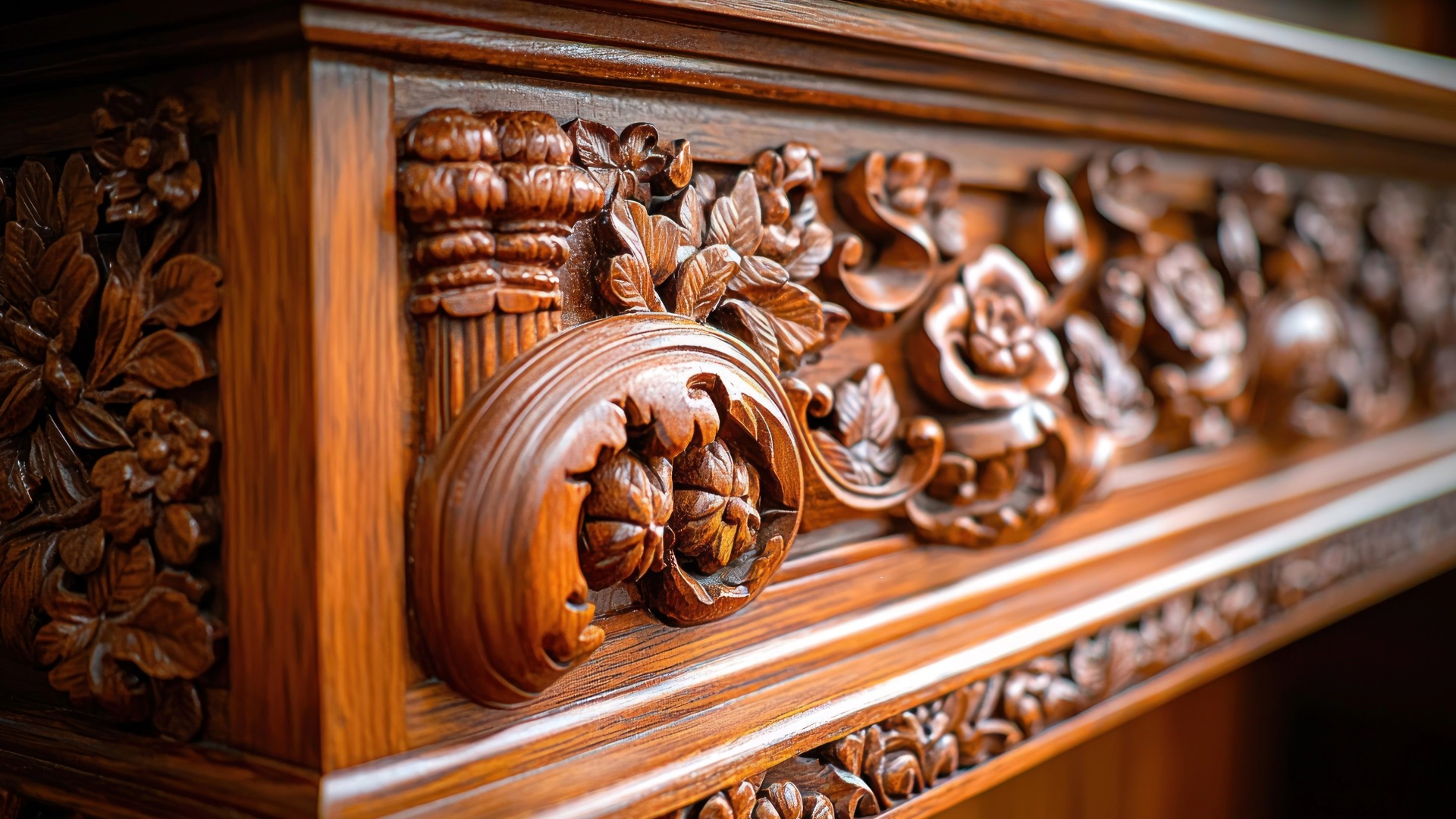 rustic carved cabinets details